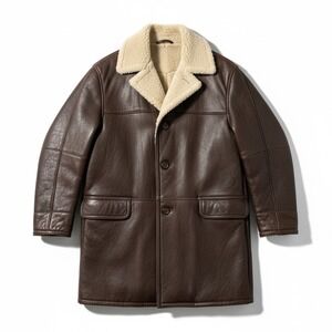 Vintage Italian Shearling Coat Unisex | EU 52 US Men's L Genuine‎ Sheepskin